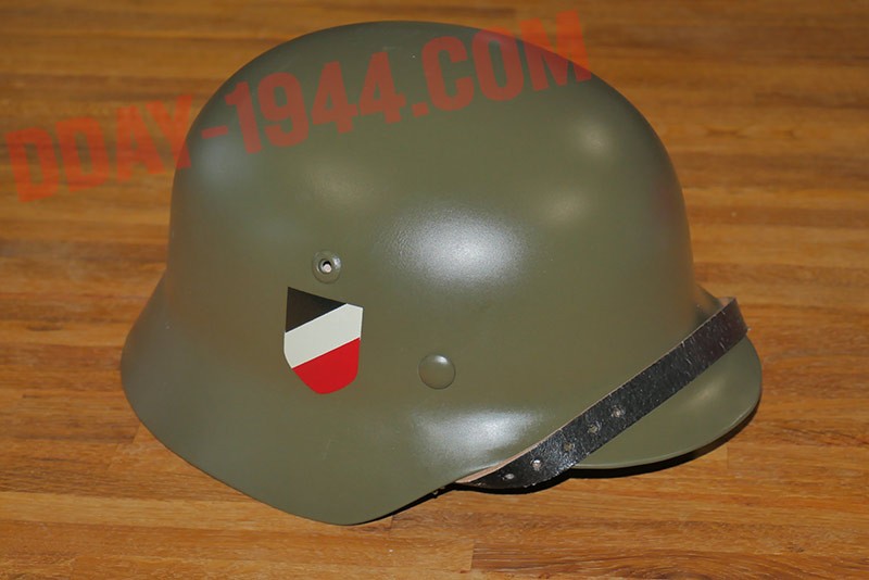 Casque Allemand M35 Seconde Guerre Mondiale – Réplique Acier 1,8 Mm, Filet Et Sangle Cuir Inclus, Noir Ou Vert